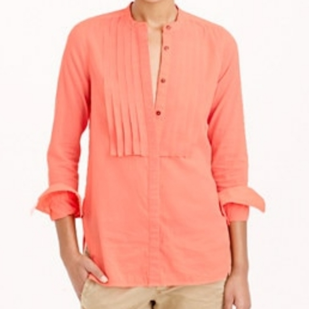 J. Crew Electric Grossgrain Ribbon Bib Shirt sz4